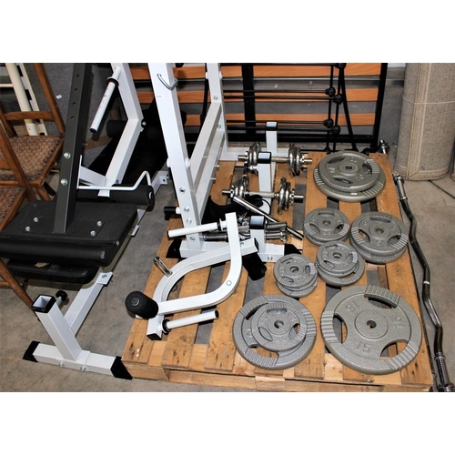 3287 - Weight Lifting Bench, Bars and Weights