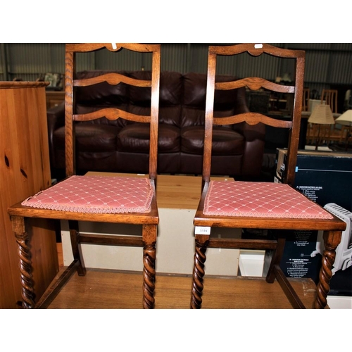 3318 - Pair of Oak Barley Twist Bedroom Chairs