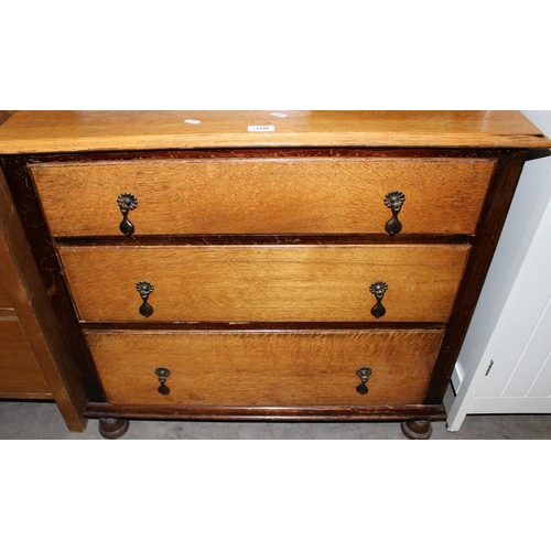 3320 - Oak 3 Drawer Chest