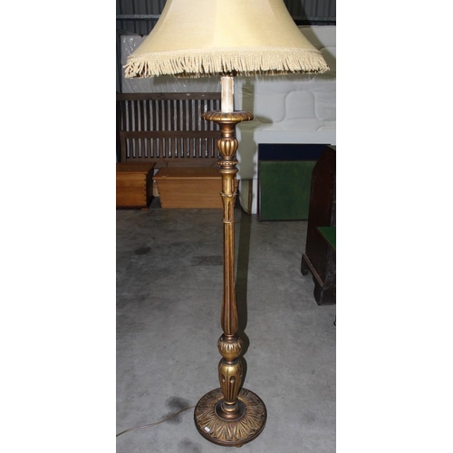 3326 - Gilded Standard Lamp and Shade