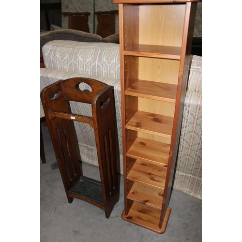 3335 - Oak Stick Stand and Pine CD Rack