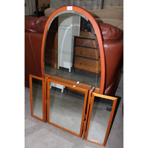 3336 - Teak Triple Dressing Mirror and a Wall Mirror