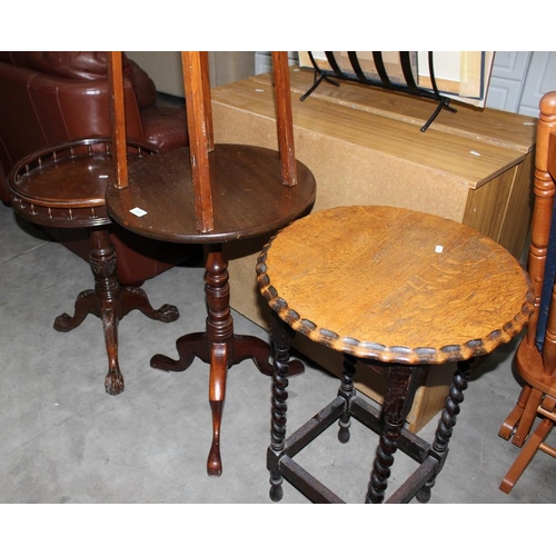 3337 - Mahogany Snap Top Table, 2 Occasional Tables and a Plant Stand