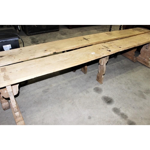 3355 - Pair of Victorian Pine Benches approx 257cm long