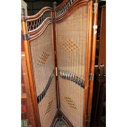 3361 - Wicker Bamboo 3 Part Folding Screen.