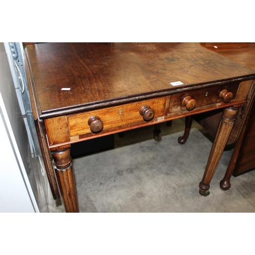 3404 - Victorian Mahogany Drop Leaf Table with Drawers