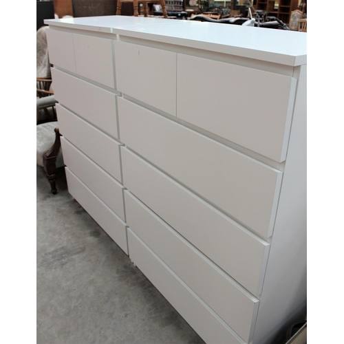 3408 - Pair White Ikea 2 over 4 Drawer Chests