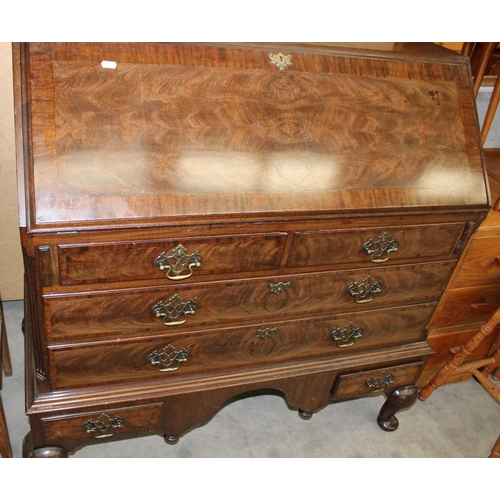 3411 - Edwardian Mahogany Queen Ann Leg Writing Bureau