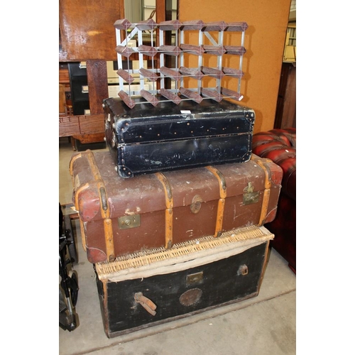 3433 - 2 Trunks, Suitcase & Wine Rack