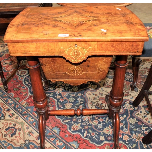 3441 - Victorian Walnut Inlaid Work Table