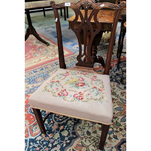 3443 - Victorian Mahogany Dining Chair with Tapestry Seat