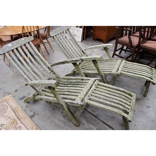 3451 - Pair Hardwood Garden Sun Loungers