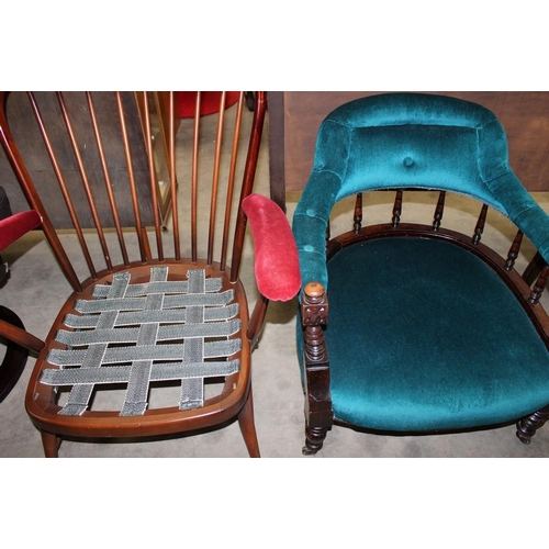 3457 - Victorian Mahogany Tub Chair & Ercol Armchair