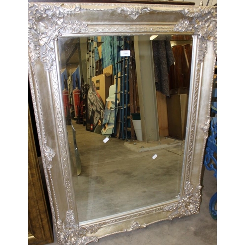 3460 - Silver Framed Bevelled Wall Mirror - 59cm x 90cm