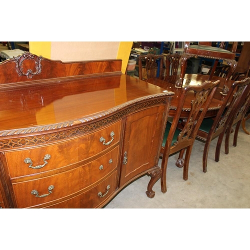 3461 - Victorian Mahogany Wind Out Dining Table, 1 Leaf, 7 Chairs & Sideboard