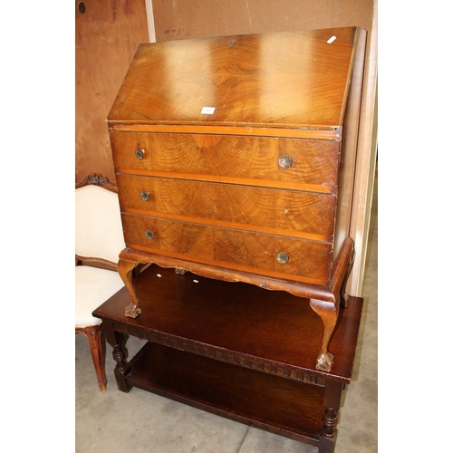 3469 - Oak Coffee Table & Mahogany Writing Bureau