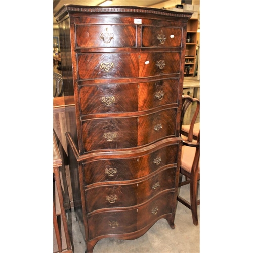 3480 - Victorian Mahogany Serpentine Front Chest on Chest