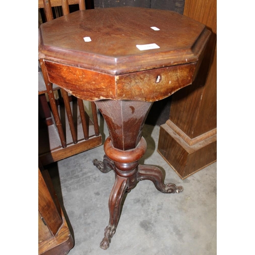 3484 - Victorian Mahogany Pedestal Work Box