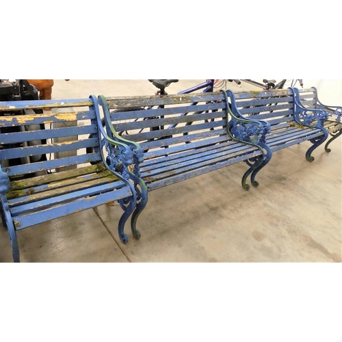 3498 - Pair Of Painted Garden Benches & Pair Of Chairs