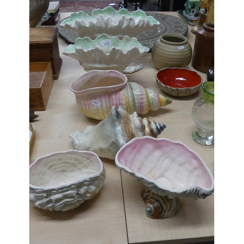 1313 - Six Assorted Sylvac Shell Vases & Bowls.