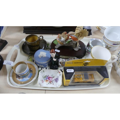 1320 - Tray Lot - Royal Doulton Uriah Heep, Ridgway's Cup & Saucer, Wedgwood Trinket Box, Boxeed Landrover ... 