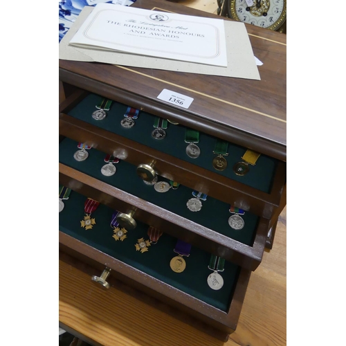 1356 - Fitted Cased Set of Miniature Reproduction Rhodesian Honours & Awards by Livingstone Mint.