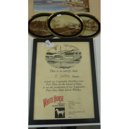 1410 - Framed White Horse Scotch Whisky Certificate.