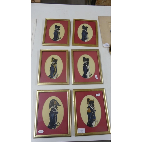 1412 - Set of Six John Mollo Military Silhouettes.