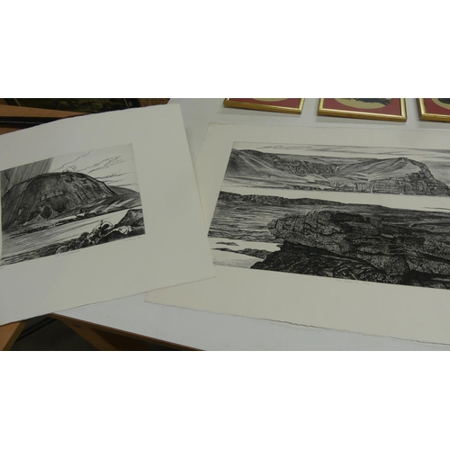 1413 - Two Orkney Etchings, Old Man of Hoy, trial proofs.