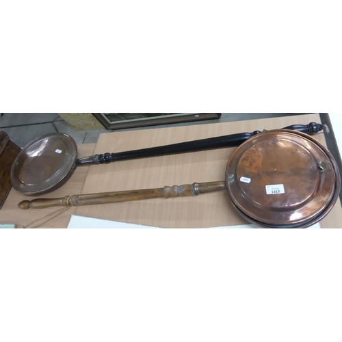 1415 - Two Vintage Copper Bed Warming Pans.