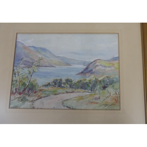 1423 - Framed Watercolour - Highland Landscape, Signed J.K. Maxton, approx 34 x 24cm.