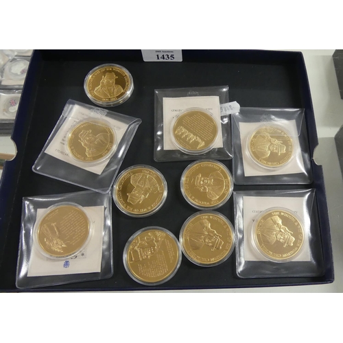 1435 - Tray of Winston Churchill Gilded Commemorative Coins.