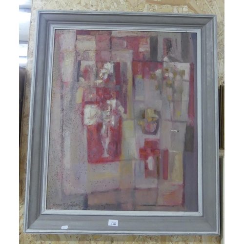 1441 - Framed Oil Painting - Abstract, Signed James T Ferguson dated 1965, approx 62 x 75cm.