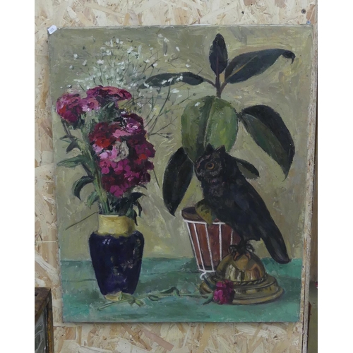 1454 - Unframed Oil Painting, Still Life, James Ferguson approx 56 x 70cm.