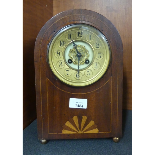 1464 - Edwardian Inlaid Mahogany Mantel Clock.