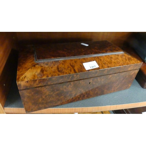 1469 - Antique Burr Walnut Jewellery Box, approx 35cm across.