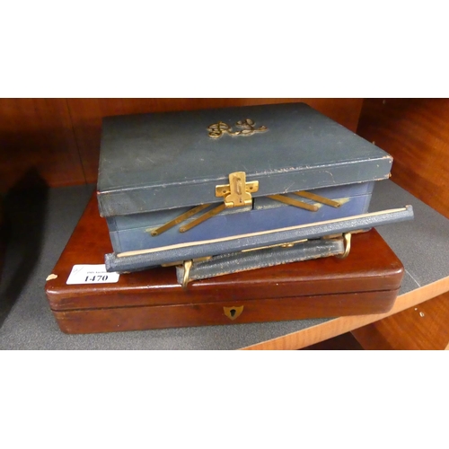 1470 - Jewellery Box & Mahogany Cutlery Box.