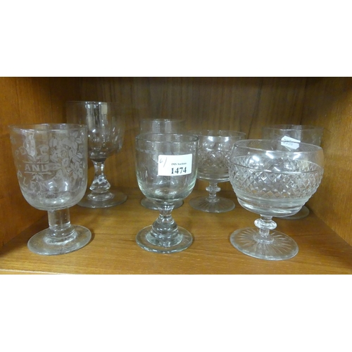 1474 - Seven Odd Antique Drinking Glasses.