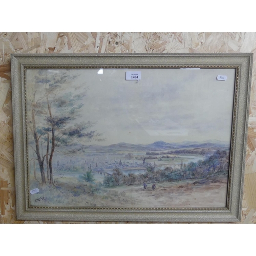 1484 - Edwardian Framed Signed Watercolour - Perth From Barnhill dated 1905, approx 64 x 38cm.