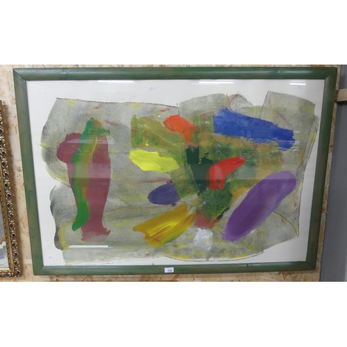 1489 - Framed Abstract Watercolour, Signed Pollock 85, approx 113 x 76cm.