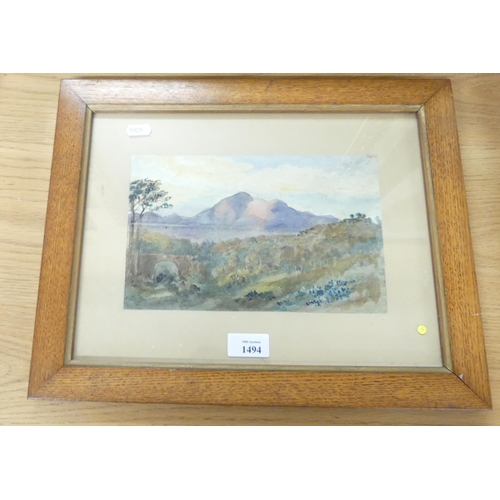 1494 - Framed Watercolour, Highland Landscape, Entitled 