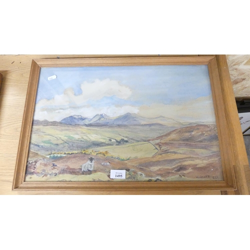 1495 - Framed Watercolour, Ben Vrackie, Signed Winifred Briggs, approx 50 x 30cm.