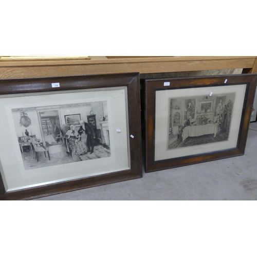 1498 - Two Victorian Framed Prints, Interior Scenes, approx 49 x 35cm.