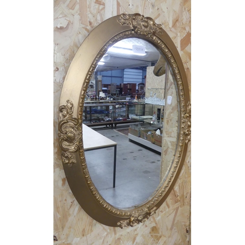 1509A - Gilt Framed Oval Wall Mirror, approx 60cm tall.