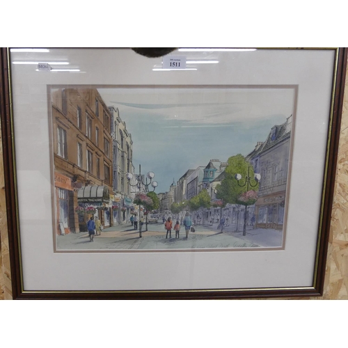 1511 - Framed Pen & Ink - High Street Perth by Dorothy Bruce, approx 40 x 57cm.