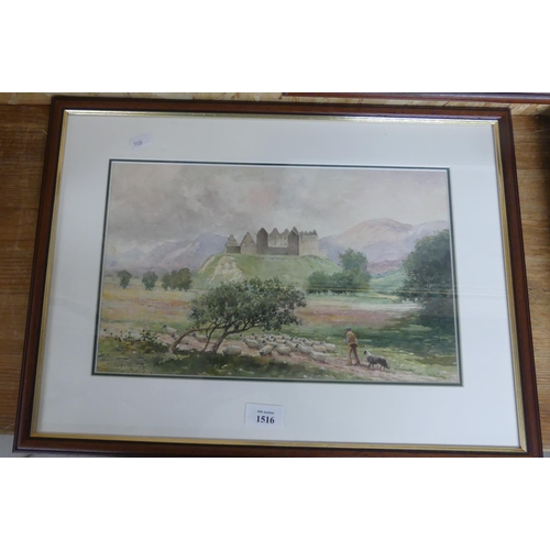 1516 - Framed Watercolour Ruthven Barracks Kingussie by Scott Rankin, 37 x 23cm.