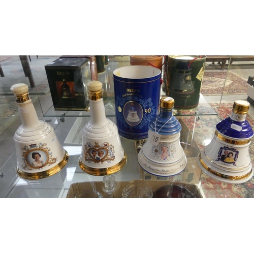 1526 - Four Royal Commemorative Bells Decanters (one with broken seal).