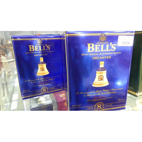 1528 - Two Bells Royal Commemorative Whisky Decanters, 50th Wedding Anniversary.