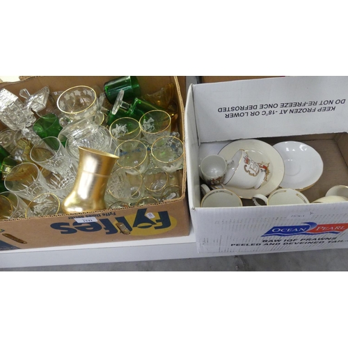 1541 - Two Boxes - Assorted Glasses & Royal Commemorative China.