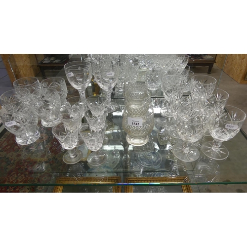 1542 - Assorted Cut Glass & Crystal Drinkware.